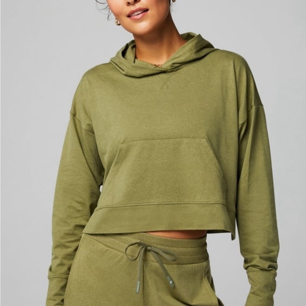 Fabletics Sage Green Cropped Hoodie